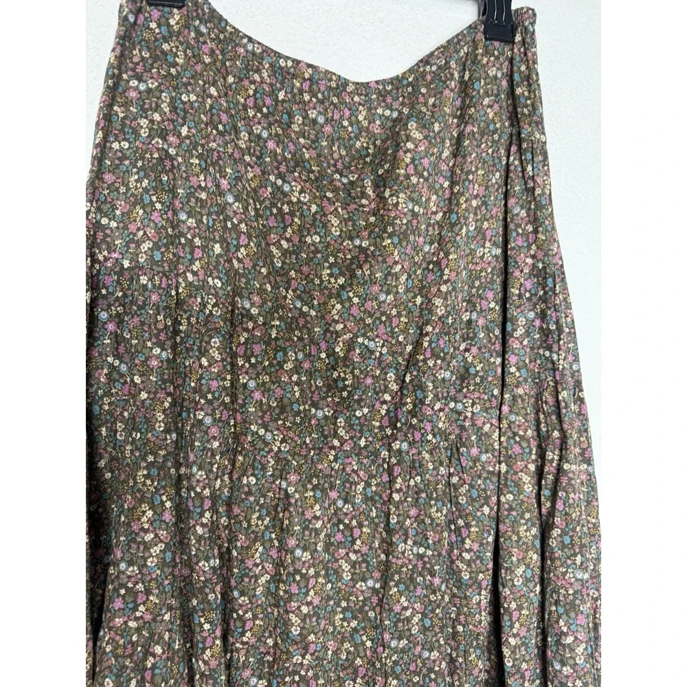 Garnet Hill Floral Cotton Maxi Skirt Size S Boho Peasant Prairie Cottagecore